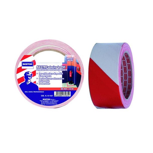 NASTRO SEGNALETICO ADESIVO PVC BIANCO-ROSSO 33 M   H. 50 MM