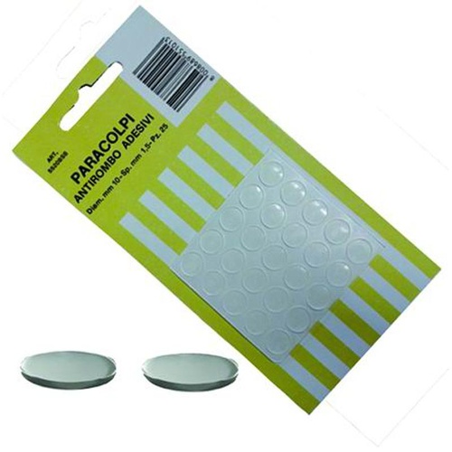 PARACOLPI ANTIROMBO ADESIVI TRASPARENTI 25 PZ D. 10X3 MM